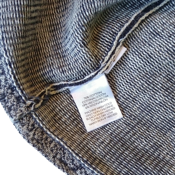Lou & Grey Colorblock Striped Open Front Drape Cardigan Blue & Gray Modern - Picture 6 of 8